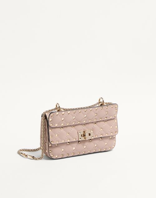 Valentino Garavani - Small Nappa Rockstud Spike Bag - Poudre - Woman - Shoulder Bags